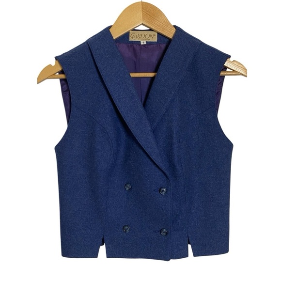 Gordon Of Philadelphia Vintage Blue Wool Vest - Picture 5 of 7
